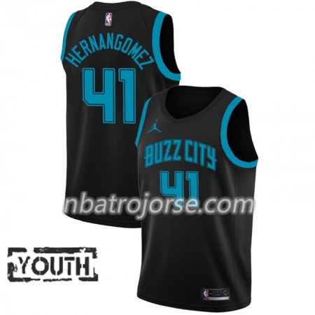 Barn Charlotte Hornets Tröja Willy Hernangomez 41 2018-19 Jordan Brand City Edition Svart Swingman